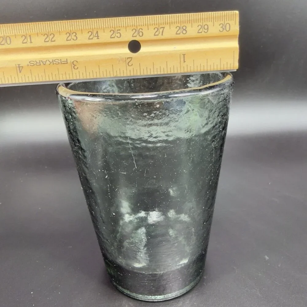Fire and Light Recycled Glass Tumbler Charcoal Barware Glasses 4.5inch Set 2 VTG